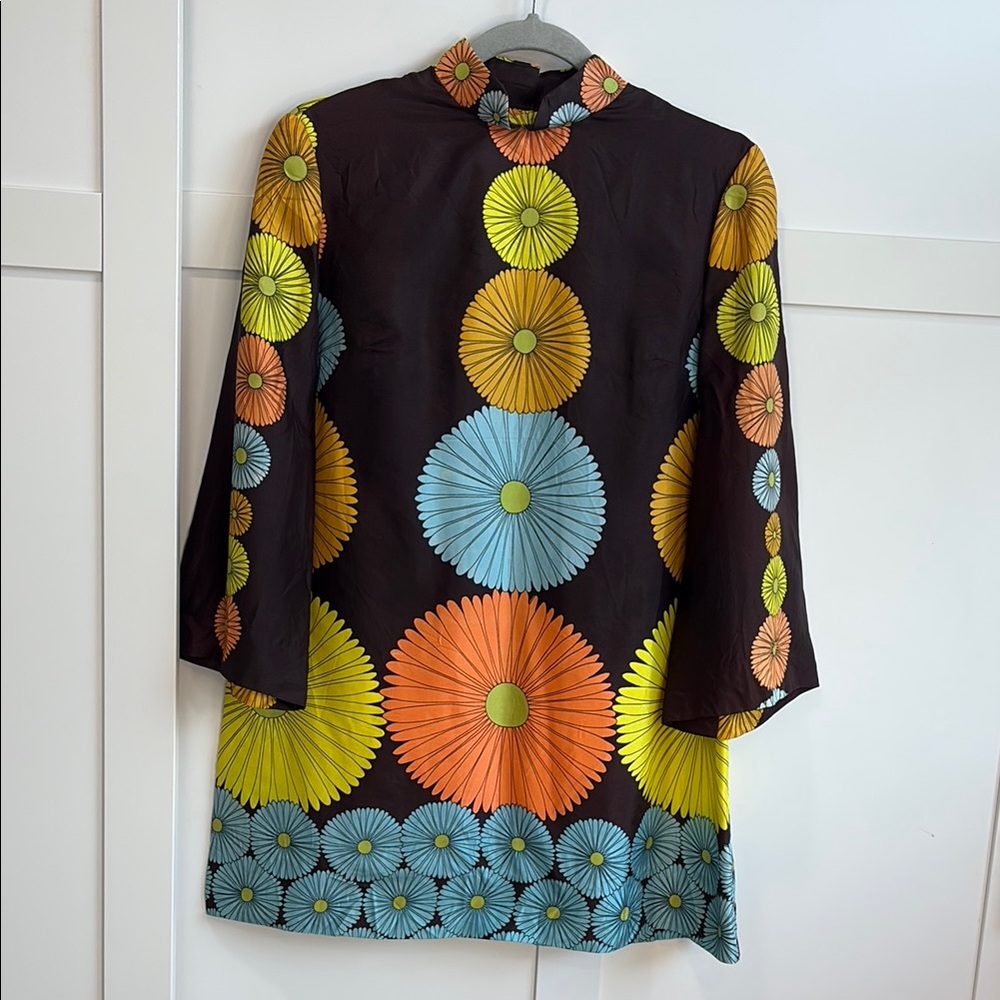 Vintage 1960's Alex Coleman Lightweight Bold Hippie Graphic Tunic/Mini Dress